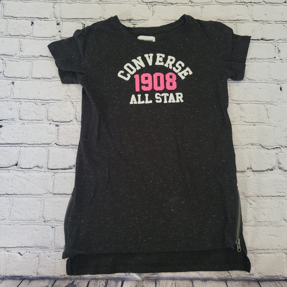 Girls Converse 1908 All Star Knit Tunic Tee Black Size Large (12-13 years)